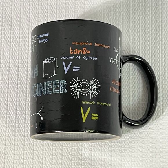 KWARE I’m an ENGINEER 14oz Mug Black Textured Mathematics Formulas Equations - Picture 7 of 17